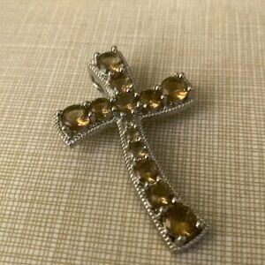Beautiful smoky quartz silver cross pendant